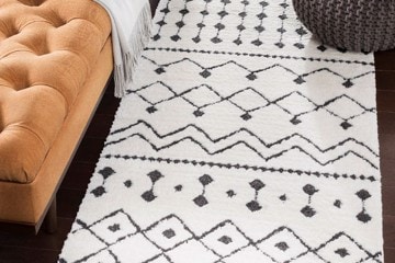 black and white patterned rug